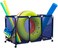 Essentially Yours Pool Noodles Holder, Toys, Floats, Balls and Floats Equipment Mesh Rolling Storage Organizer Bin, 46"x 28"x 28", XXLN, Blue Mesh/White PVC.
