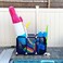 Essentially Yours Pool Noodles Holder, Toys, Floats, Balls and Floats Equipment Mesh Rolling Storage Organizer Bin, 46"x 28"x 28", XXLN, Blue Mesh/White PVC.