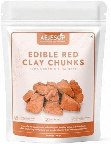 AEJESOP Red Clay, Edible Clay Chunks, Natural Clay, Organic Clay, Clay Mask, Natural Mud Mask - wt. 7 oz (200gm.