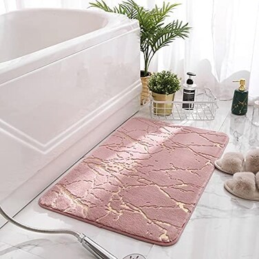 Eanpet Marble Bathroom Rugs Nonslip Pink Bathroom Mats Ultra Soft Washable Bath Mats for Bathroom Floor Mats Carpet Water Absorbent Shower Rug Decoration for Kitchen Bedroom Living Room.