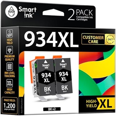 Smart Ink Compatible Ink Cartridge Replacement for HP 934 XL 935 935XL 934XL for Officejet Pro 6230 6830 6835 Officejet 6220 6812 6815 6820 (2 BK Pack Combo.