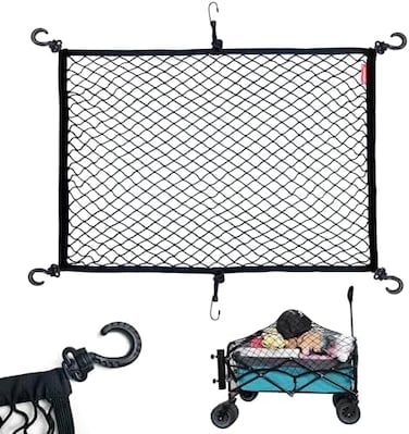 Mamiko ISIU Cargo Net for Utility Folding Wagon, Garden Cart, Folding Trolley Cart, Beach Cart, Made of Heavy Duty Nylon Net with Storage Bag / 38"X32".