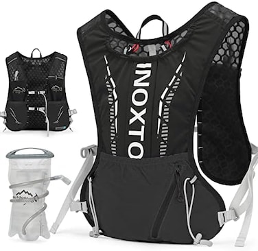 INOXTO Hydration Vest Backpack,Lightweight water running vest Pack with 1. 5L Water Bladder Bag Daypack for Hiking Trail Running Cycling Race Marathon for Women Men.