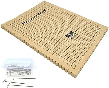 The Beadsmith Macrame Combo - Bead Board 10 x 14 inches - Box of 40 T-pins 1. 75 inches - Bracelet ProjectInstructions Included - Ideal for securingCreating Macrame and Knotting Creations.