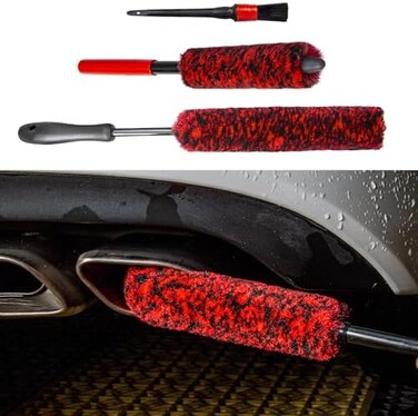 bzczh Woolie Wheel Brushes for Cleaning Wheels Set (3 Pack- 1x Synthetic Wool Car Rim Cleaning Brushes, 1x Small Soft Wool Brush and 1x Car Detail Brush,Tire Woolies.