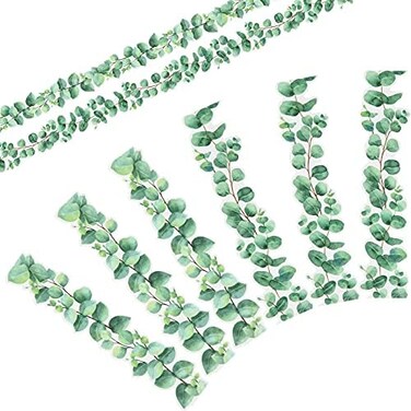 Outus 59ft Eucalyptus Die-Cut Border Trim Bulletin Board Classroom Bulletin Wall Decor Sign Spring Trim Border Decor Wall Decals Border Tropical Leaves Greenery Wall Restroom Decoration Green.