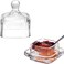 ZOOFOX 2 Pack Glass Butter Dish, Small Glass Butter Keeper with Lid and Easy Grip Handle, Clear Butter Serving Storage Dish with Cover, Square Covered Mini Butter Container.