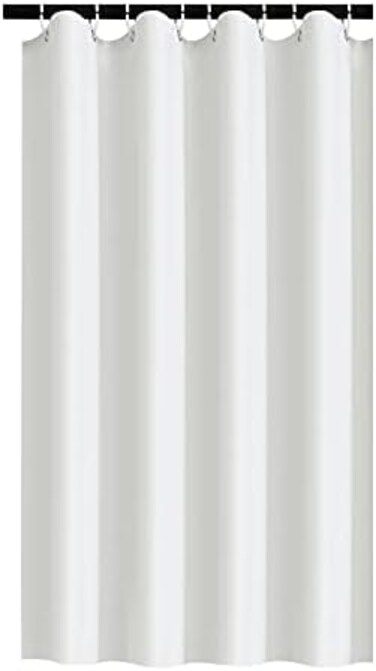 HUOQUANJU Small Shower Curtain Liner Ipx4 Waterproof, Soft Narrow Stall 47W x 71H Inch,RV Travel Trailer - Camper Shower Curtain with 8 Hooks and Grommets/White.