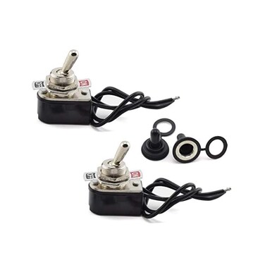 SDTC Tech 2 Pack Toggle Switch 6A / 125V 3A / 250V AC SPST ON/OFF Heavy Duty Rocker Electrical Switch with Lead Wires.
