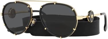 Versace Women's Pilot Sunglasses, Black/Gold, 61-18-145 mm.