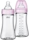 Chicco Duo 9oz. Hybrid Baby Bottle with Invinci-Glass Inside/Plastic Outside 2-Pack with Slow Flow Anti-Colic - Pink.