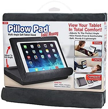 Ontel Pillow Pad Fold Away Multi-Angle Soft Tablet Stand, Gray.