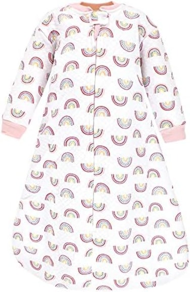 Hudson Baby Unisex Baby Premium Quilted Long Sleeve Sleeping Bag and Wearable Blanket, Modern Rainbow, 18-24 Months.