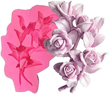 NINEXY 3D Flowers Silicone Fondant Molds Rose Cake Chocolate Moulds Dried Flower Jewelry Decorative Mould Resin Epoxy Clay Molds Pastry Baking Tools.