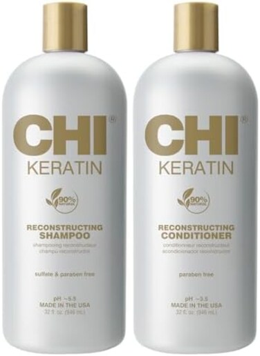 CHI Moisturize It Duo Keratin ShampooConditioner Set, Hydrating Formula RestoresStrengthens Hair, SulfateParaben-Free, 2 Bottles, 32 Oz.
