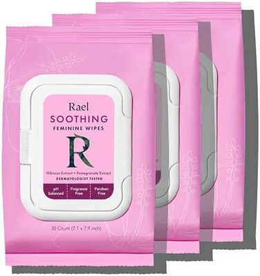 Rael Feminine Wipes, Soothing Wipes for Women - pH Balance, Clean Ingredients, All Skin Types, Vegan, Cruelty Free (4. 4 Fl Oz, Pack of 3.