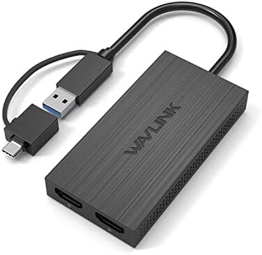 WAVLINK USB 3. 0 or USB C to HDMI Adapter for Dual Monitors, Universal Video Graphics Adapter for Mac and Windows, Thunderbolt 3/4, USB 3. 0 or USB-C, 1080p@60Hz.