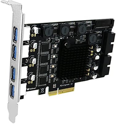 FebSmart 4 Channel 8 Ports PCI Express Superspeed 5Gbps USB 3. 0 Card,4 Dedicated 5Gbps Channels 20Gbps Total Banwidth, Build in Self-Powered Technology, No Need Additional Power Supply (FS-4C-U8-Pro.