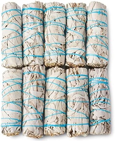 BLUE RIVER SAGE 10 White Smudge Sticks ~ Sustainably Grown Bundles for Smudging, Smudge Kit, Ceremony, Spiritual Use, HomeOffice Cleansing or Smoke Cleanse (10 Pack.
