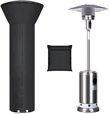 Hualedi Patio Heater Covers with Zipper and Storage Bag,Waterproof,Dustproof,Wind-Resistant,Sunlight-Resistant,Snow-Resistant,Black,89'' Height x 33" Dome x 19" Base.