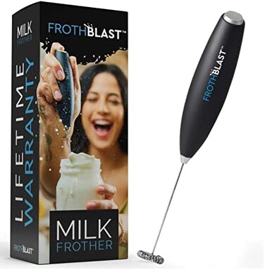 FrothBlast Milk Frother Handheld for Coffee (Foam MakerElectric Whisk Drink Mixer for Lattes, Cappuccino, Frappe, Matcha, Hot Chocolate (Black.