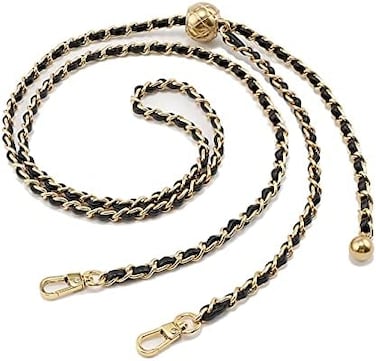 Beaulegan Thin Purse Chain Strap Adjustable - Replacement for Small Shoulder Crossbody Bag, 51 Inches Long Black, Gold.