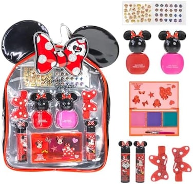 Townley Girl Disney Minnie Mouse - Cosmetic Makeup Gift Bag Set includes Lip Gloss, Nail PolishHair Accessories for Kids Girls, Ages 3perfect for Parties, SleepoversMakeovers.