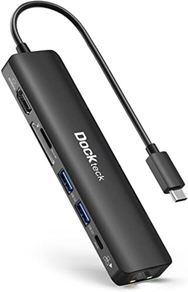 dockteck USB C Hub Ethernet Adapter, Dockteck 7 in 1 Docking Station, USB-C Adapter with HDMI 4K 60Hz, LAN RJ45, 100W PD, SD/Micro SD, 2 USB 3. 0, for Steam Deck, MacBook/iPad, Surface Pro 7.