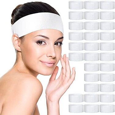 Waydress 140 Pieces Disposable Spa Facial Headbands with Convenient Closure, White Stretch Facial Headwraps Soft Skin Care Hair Band for Women Salons.