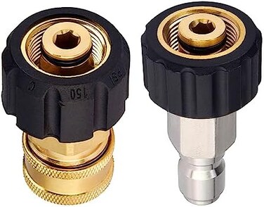 مجموعة محولات غسالة الضغط POHIR، طقم توصيل سريع، قابس ذكر M22 14 مم × 3/8 بوصة، مقبس أنثى، وصلات توصيل سريعة نحاسية لغسالة الضغط، وصلة سريعة لمسدس أو خرطوم غسالة الضغط.