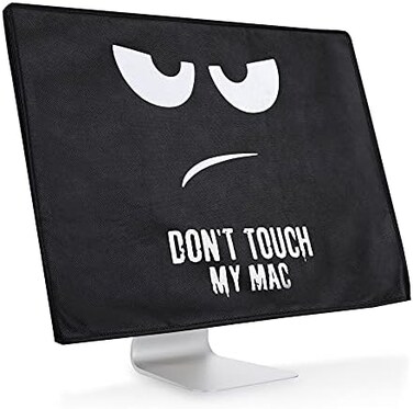غطاء kwmobile متوافق مع جهاز Apple iMac 24 بوصة - غطاء 4 في 1 - لا تلمس جهاز Mac الخاص بي أبيض / أسود.