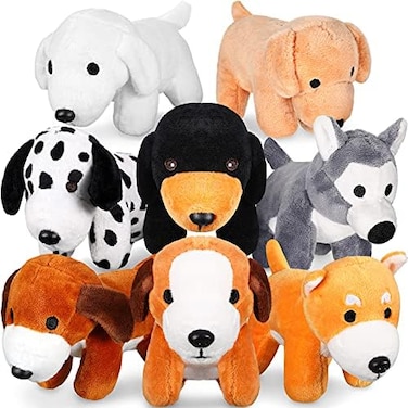 Sumind 8 Pieces Plush Pets 5 Inch Stuffed Animals Bulk Assorted Cute Stuffed Pet Animal Plush Toys Small Plush Animals for Kids Halloween School Classroom Animal Themed Party Supplies Decors (Dog.