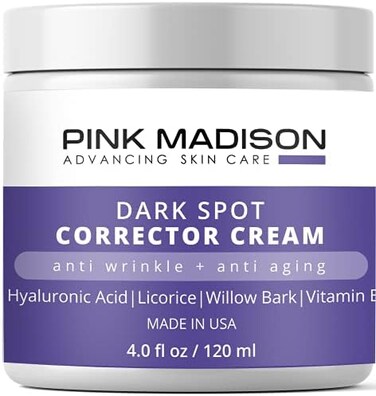 Pink Madison Anti Aging Dark Spot Corrector Cream for FaceBody - Made in USA - Skin Nourishing Age Spot Remover Women Men 4 OZ.