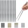 HOMQUEN 10 Pairs Reusable Chopsticks, Stainless Steel Metal Chop Sticks, Japanese Chinese Korean Chopstick Dishwasher Safe, 8. 9 Inch (Silver/Chop sticks.
