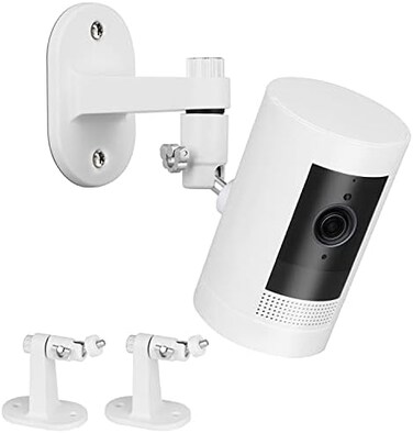 حامل جداري أمني قابل للتعديل من ALERTCAM مكون من قطعتين لكاميرا Ring Stick Up الداخلية، زاوية رؤية مثالية لنظام كاميرا المراقبة Ring - أبيض.