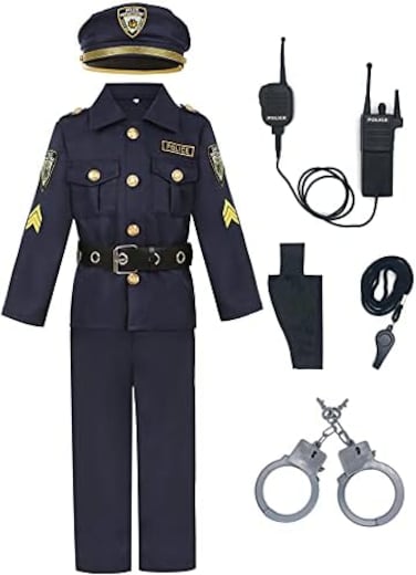 Viyorshop Cop Costume for Kids Police Officer Uniform Dress Up Set for Halloween Cosplay Party Costume (3-4 Years.