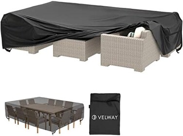 Velway Patio Furniture Cover Outdoor Waterproof Rectangular Patio Table Chair Sofa Set Cover, 128&rdquo;Lx82&rdquo;Wx28&rdquo;H, All Weather Oxford Tear-Resistant Material with Zipper Carrying Bag Windproof Buckles.