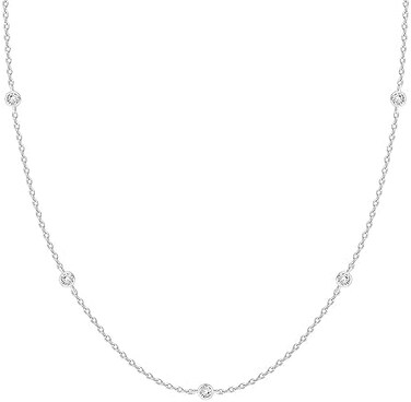 PAVOI 14K Gold Plated Station NecklaceSimulated Diamond BTY NecklaceWomens CZ Chain NecklaceLayering Necklaces.