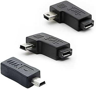 rgzhihuifz 3-Pack Mini USB to Micro USB Adapter, USB 2. 0, 90 Degree, Black, Compatible with Mini USB Devices.