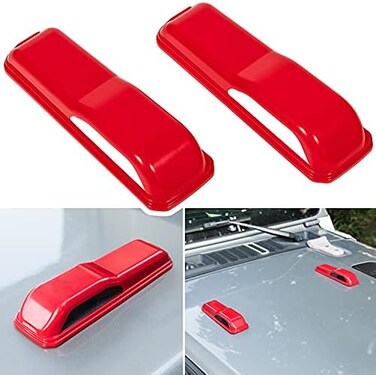 E-cowlboy Engine Hood Hinge Cover Trim Exterior Accessories Decoration for 2018-2022 Jeep Wrangler JL JLU Sports Sahara Freedom Rubicon Unlimited Gladiator JT 2-Door4-Door (Red 2PCS.