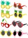 HIPIHOM 8Pcs Fruit Eyeglasses Adult Kids Funny Sunglasses Dress Props for Hawaiian Beach Luau Theme Party Supplies.