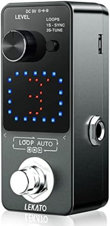 LEKATO Looper Pedal, Looper Pedal with SYNCTuner Function, Guitar Loop Pedal with Screen, Unlimited Overdubs, 3 Loops, 18 Minutes Record Time (Gray.