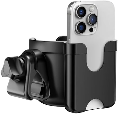 Guiseapue Cup Holder for Walker, Stroller Cup Holder Attachment with Phone Holder, Wheelchair/Stroller Accessories for Uppababy, Nuna, Doona, Rollator, Bike, Scooter, Baby Travel Essential.