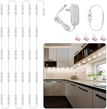 LPHUMEX Flexible Jewelry Showcase Lights Kit, 14FT Adhesive Led Light for Display Case with Power Adapter, Dimmable Bright White Under Counter Light, 90 LEDs for Kitchen Cabinets Cupboard, 1800lm, 600