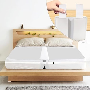 flybold Bed Bridge Twin to King Bed Converter Kit - Bed Gap Filler for Adjustable Bed 9" - Wide Mattress Wedge Connector with Two End Loops and Storage Bag for Travel Kids - Family Guests Stayovers.