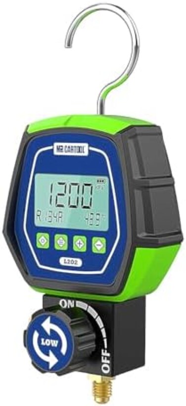 مجموعة مقاييس MR CARTOOL HVAC 90 الرقمية لمجمع التبريد، R410A R134A اختبار ضغط الفراغ الرقمي أداة اختبار تسرب أنظمة التكييف والتهوية لمضخات الحرارة.