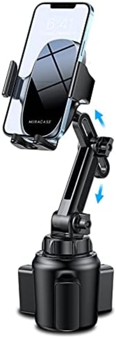 Miracase [Upgraded Version Cup Phone Holder for Car, Universal Adjustable Long Neck Car Phone Mount Cradle Friendly Compatible with iPhone Samsung Google and All 4. 0-7. 0 inches Smartphones.