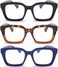 DXYXYO Reading Glasses for Women Blue Light Blocking, Oversized Computer Readers 3 Pack Fashion Oprah Style Square.
