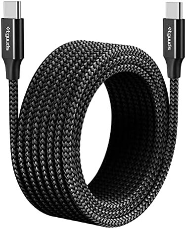 etguuds Extra Long USB C to USB C Cable [ 16ft/5m PD 60W Type C to Type C Cable Fast Charge, Durable Double Braided Nylon USB-C to USB-C Charger Charging Cord 2. 0 - Black.