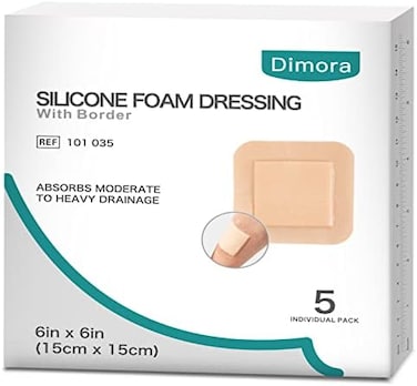 Dimora Silicone Foam Dressing with Border Adhesive 6"x6" Waterproof Wound Dressing Bandage for Wound Care 5 Pack&hellip;.